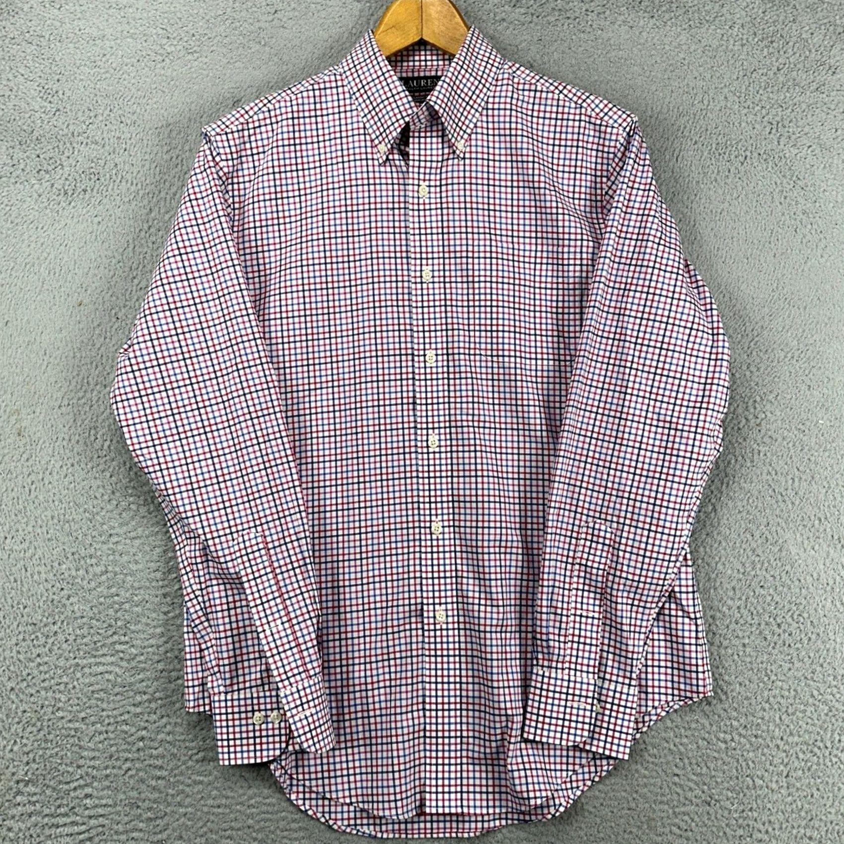 Ralph Lauren Lauren Ralph Lauren Dress Shirt Mens 15.5 34-35 Pink Blue Check Classic Fit Button-Down Collar Shirt Size 42R - 4 Thumbnail