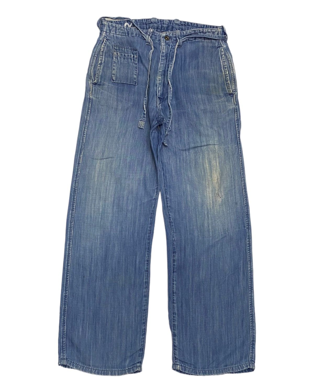 image of Vintage R By 45Rpm Baggy Linen Casual Pants Like Hakama in Blue, Men's (Size 30)