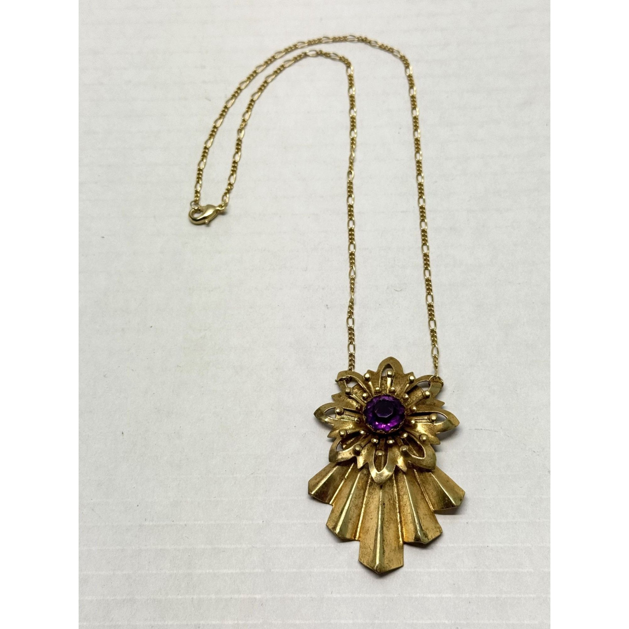 Vintage Vintage purple rhinestone pendant necklace Size ONE SIZE - 1 Thumbnail