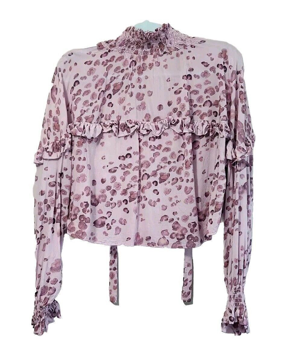 Designer Jens Pirate Booty Top Medium Purple Animal Print V Neck Size M / US 6-8 / IT 42-44 - 3 Thumbnail