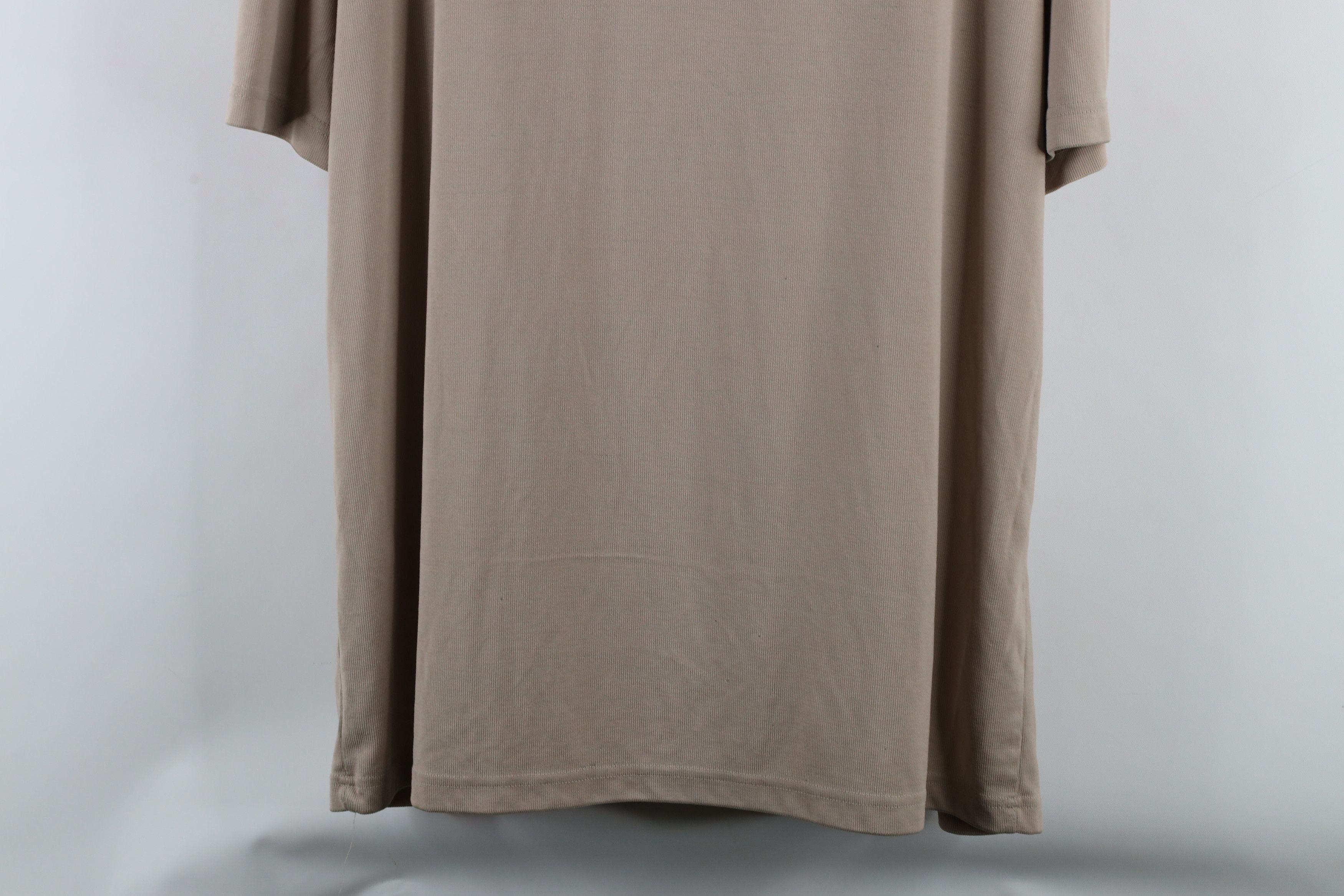 Vintage Vintage 90s Streetwear Blank Ribbed Knit T-Shirt Beige Size US L / EU 52-54 / 3 - 12 Thumbnail