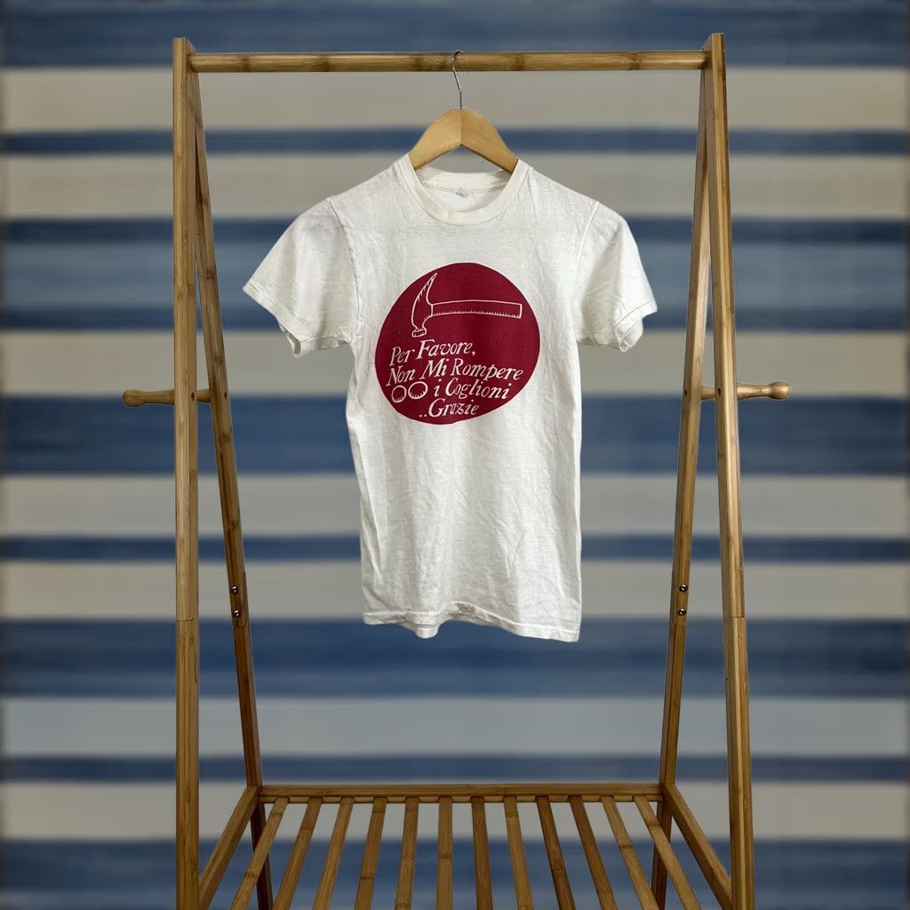 Vintage VINTAGE 70s Italian Funny T-Shirt S White Mens Size US S / EU 44-46 / 1 - 1 Thumbnail