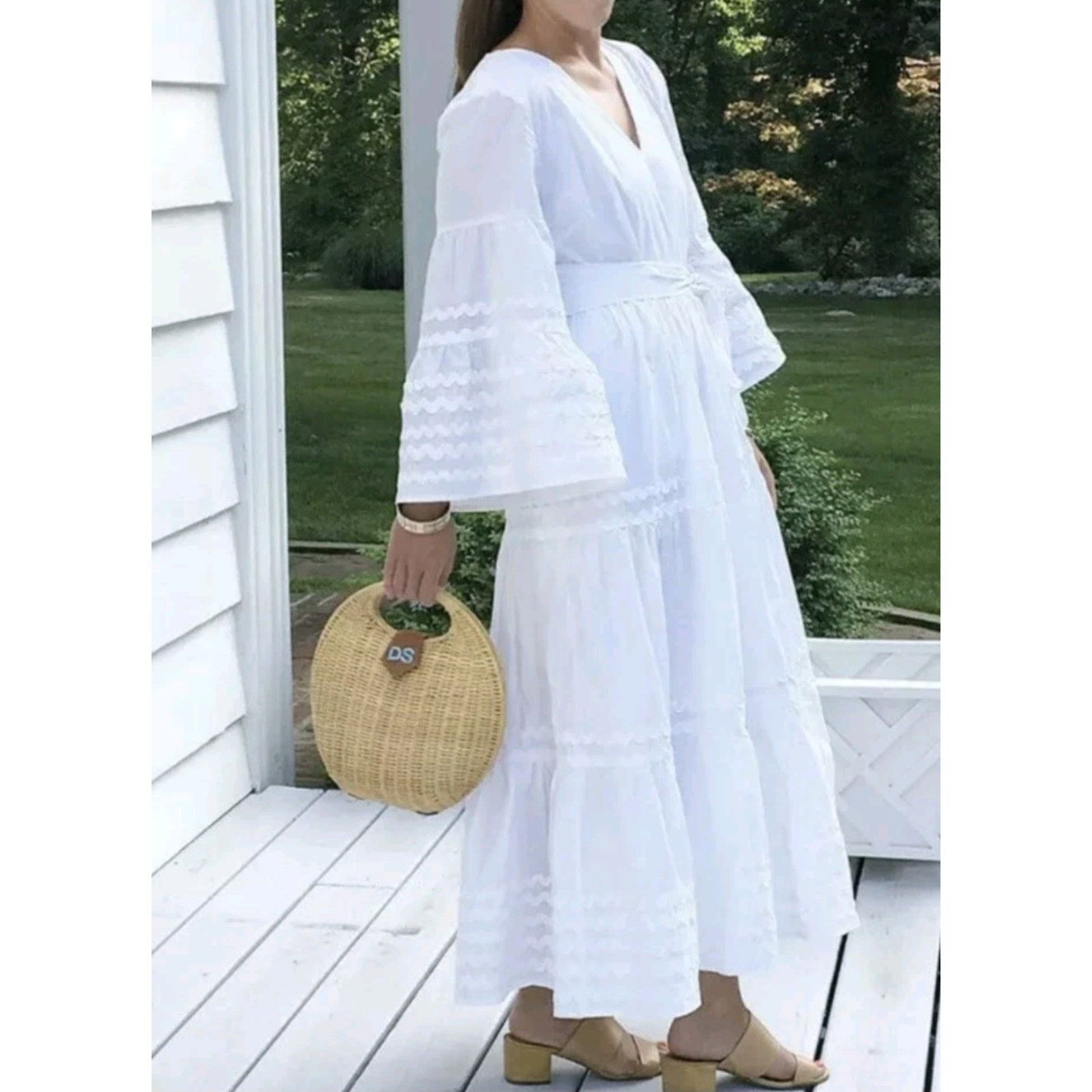 Lisa Marie Fernandez Lisa Marie Fernandez Minimalist Ric Rac Bohemian White Dress Size M / US 6-8 / IT 42-44 - 2 Thumbnail