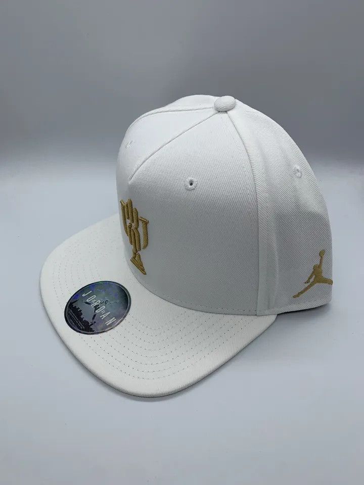 Jordan Trophy Room Logo White Gold Jumpman Hat Snapback Cap