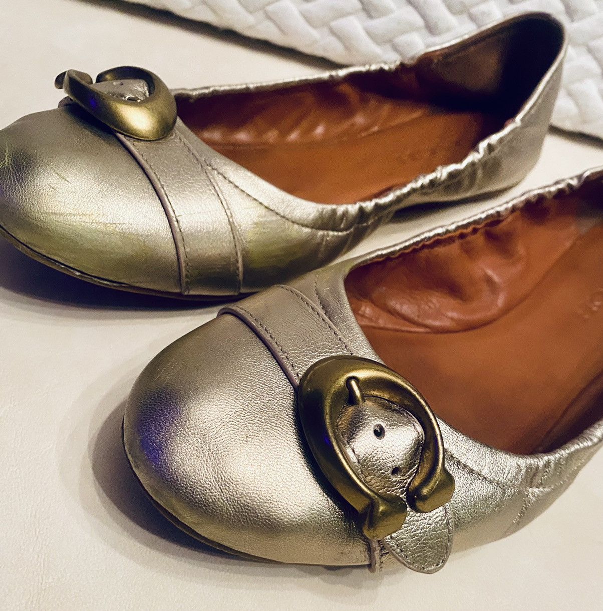 Coach Coach Stanton Champagne Leather C Buckle Ballet Flats 9.5 M Size US 9.5 / IT 39.5 - 6 Thumbnail