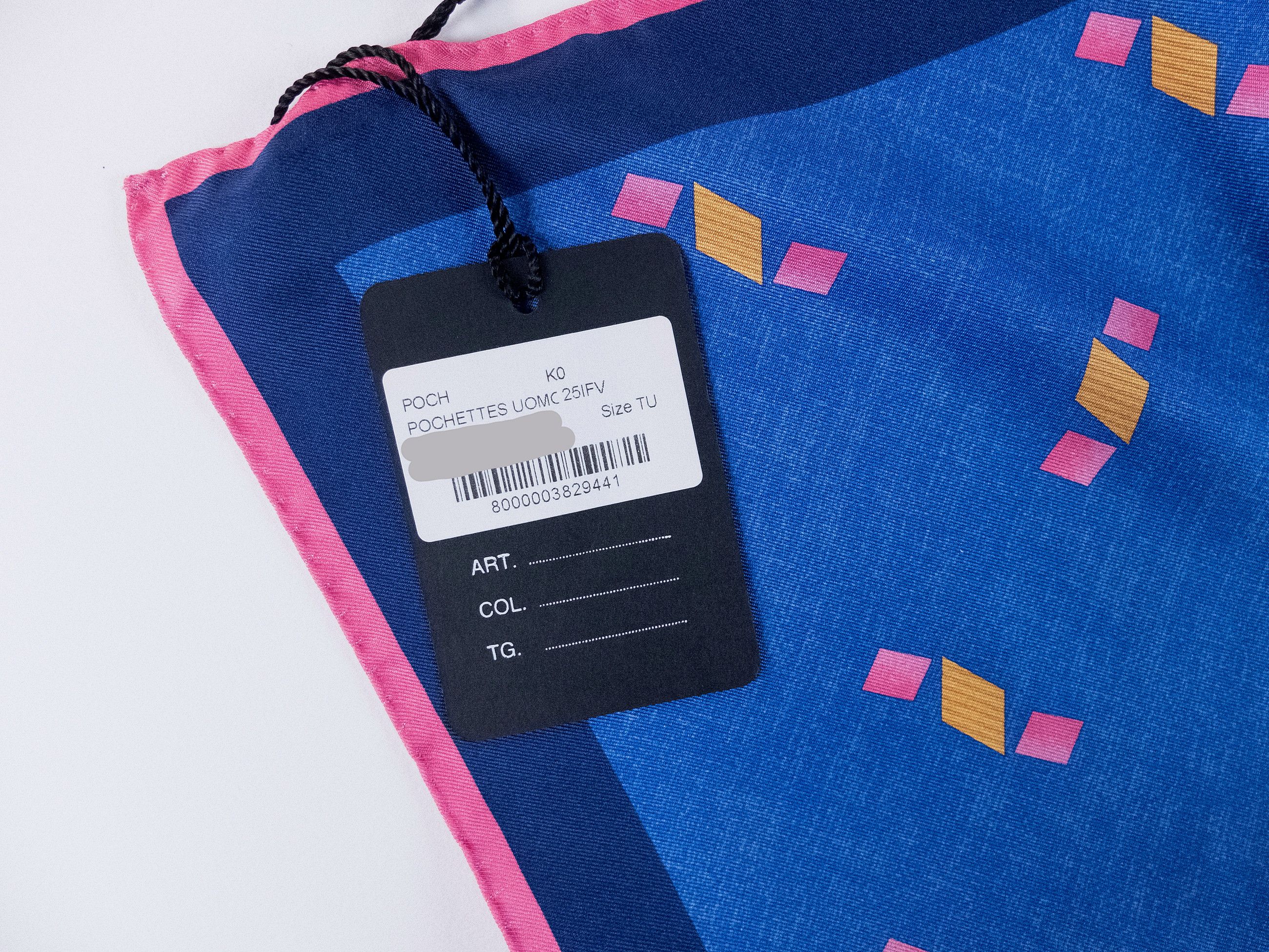 Kiton KITON Napoli blue geometric print silk pocket square q Size ONE SIZE - 3 Thumbnail