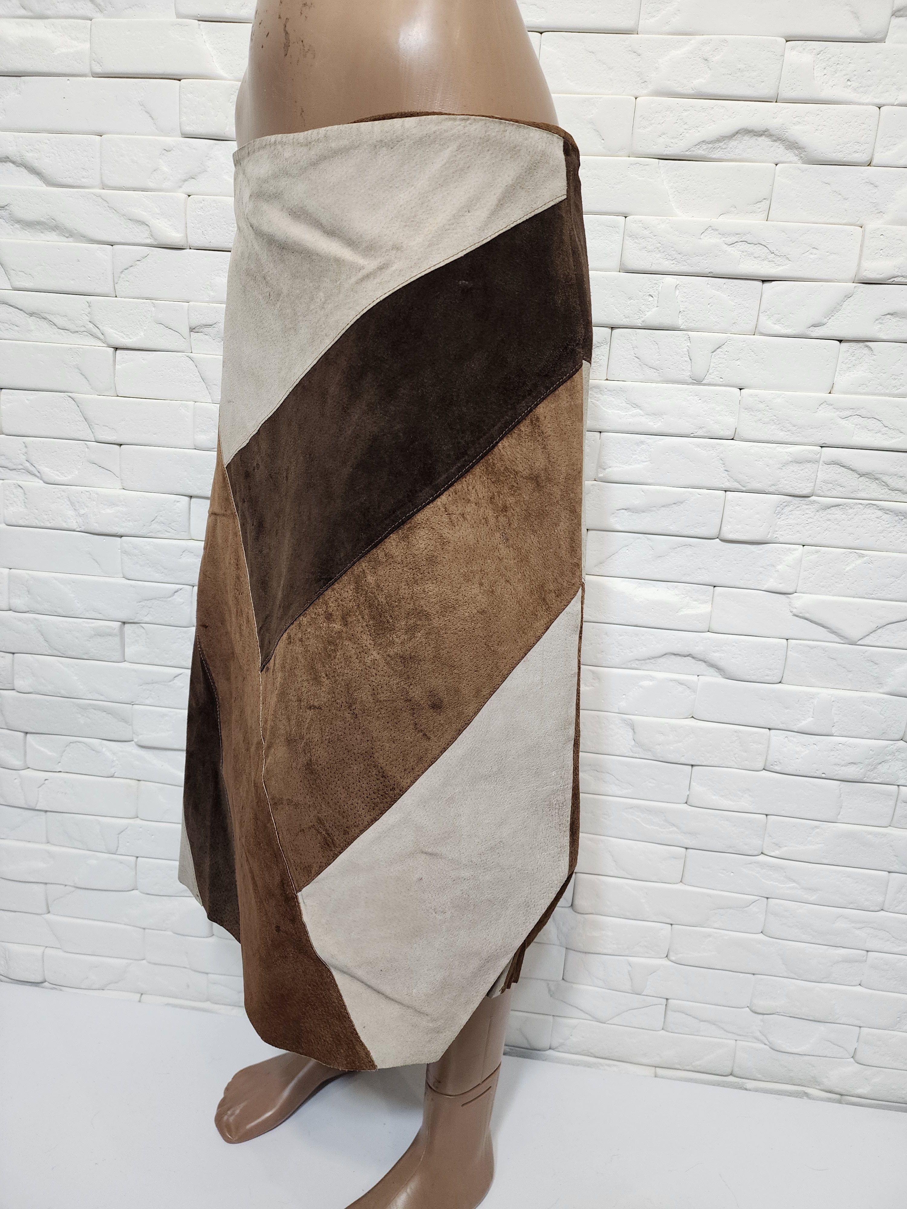 Genuine Leather Brown Suede Leather Skirt: 31" Waist Size 31" - 6 Thumbnail