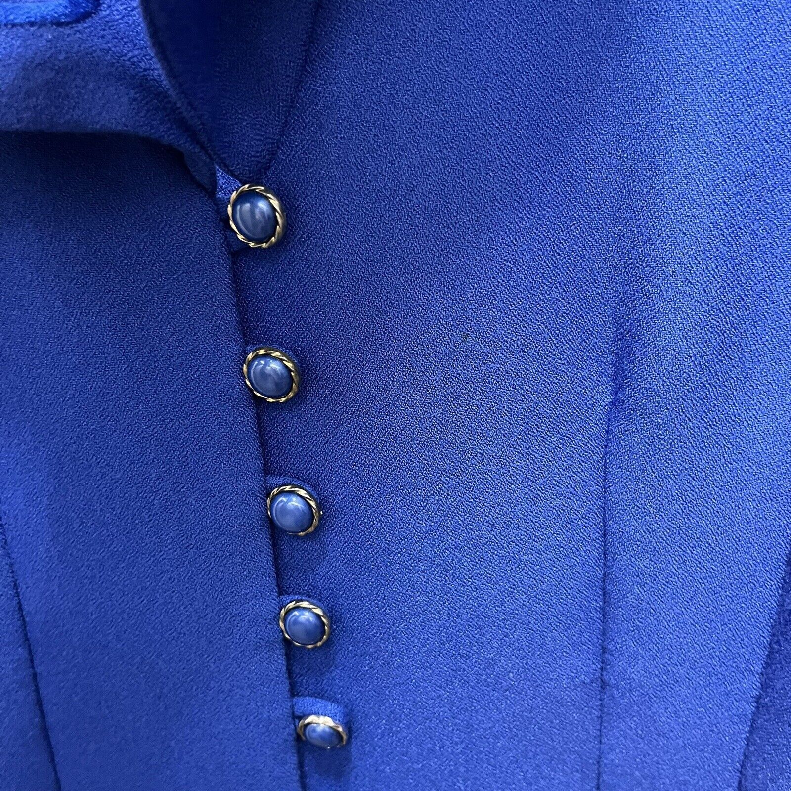 Vintage Dawn Joy | Vintage 80s Royal Blue Wiggle Dress Buttoned 12 Size XL / US 12-14 / IT 48-50 - 5 Thumbnail