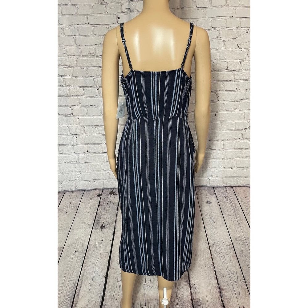 Ellen Tracy NWT New $129 Ellen Tracy Tie Front Linen Blend Navy Stripe Size XS / US 0-2 / IT 36-38 - 4 Thumbnail