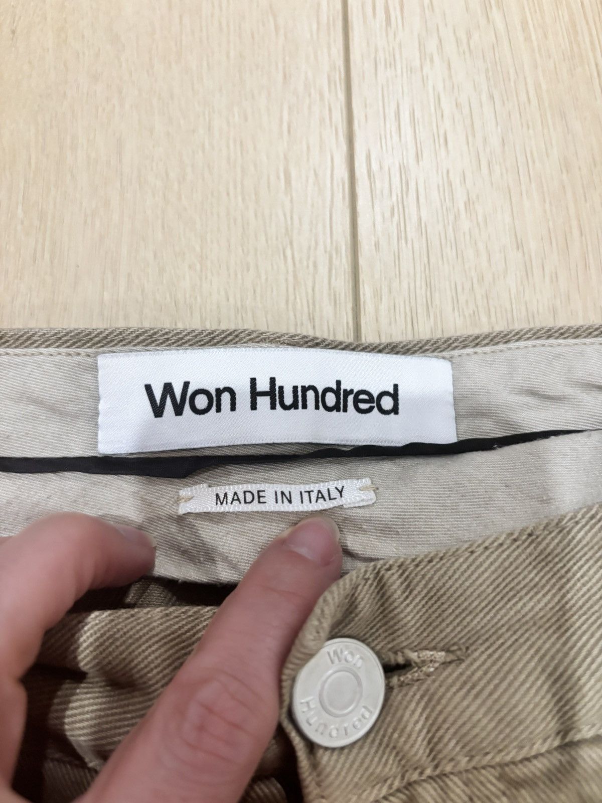 Won Hundred Won Hundred Wayne Pleated Trousers Tan Khaki Wide Leg Size US 31 - 3 Thumbnail