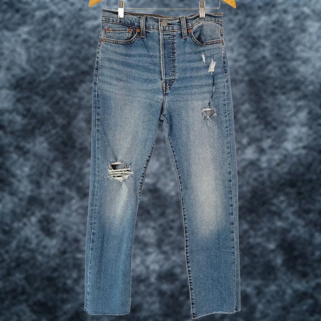 Levi's Levi's Jeans Womens Straight Blue Distressed Raw Hem Denim Size 29 Size 29" - 1 Thumbnail