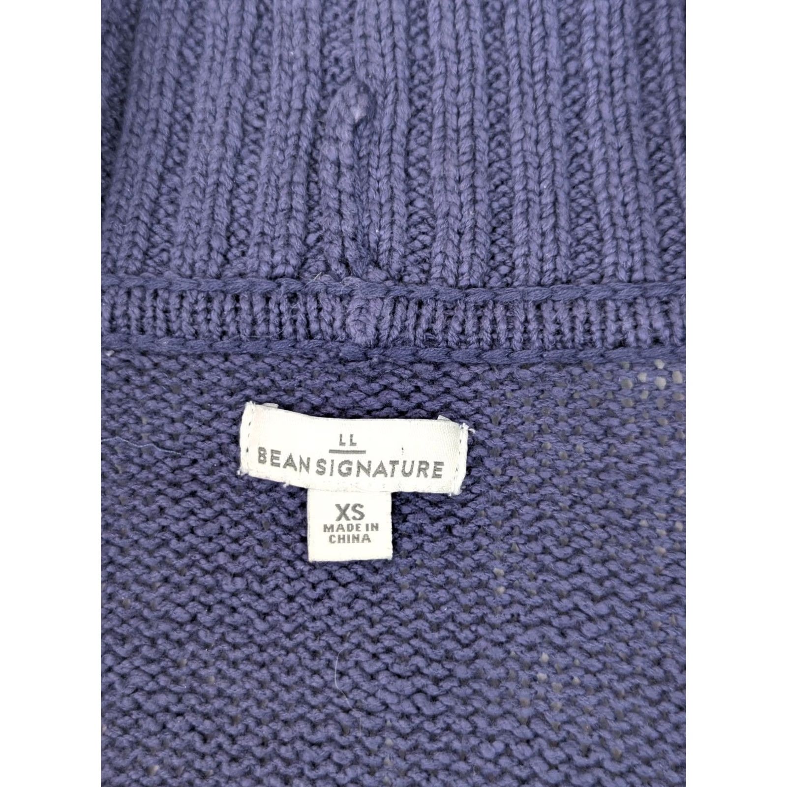 Vintage L.L. Bean Signature Cardigan Women XS Blue Cotton Knit Open Front Ribbed Sweater Size XS / US 0-2 / IT 36-38 - 2 Thumbnail
