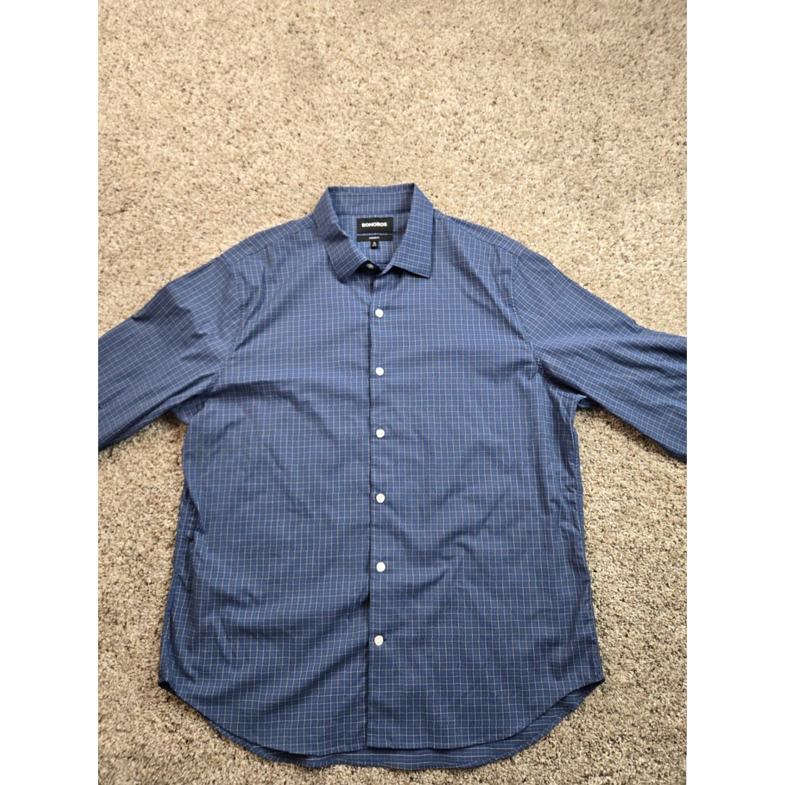 Bonobos Bonobos Shirt XL Men Blue Check Standard Fit Long Sleeve Button Up Nylon Stretch Shirt Size US XL / EU 56 / 4 - 3 Thumbnail