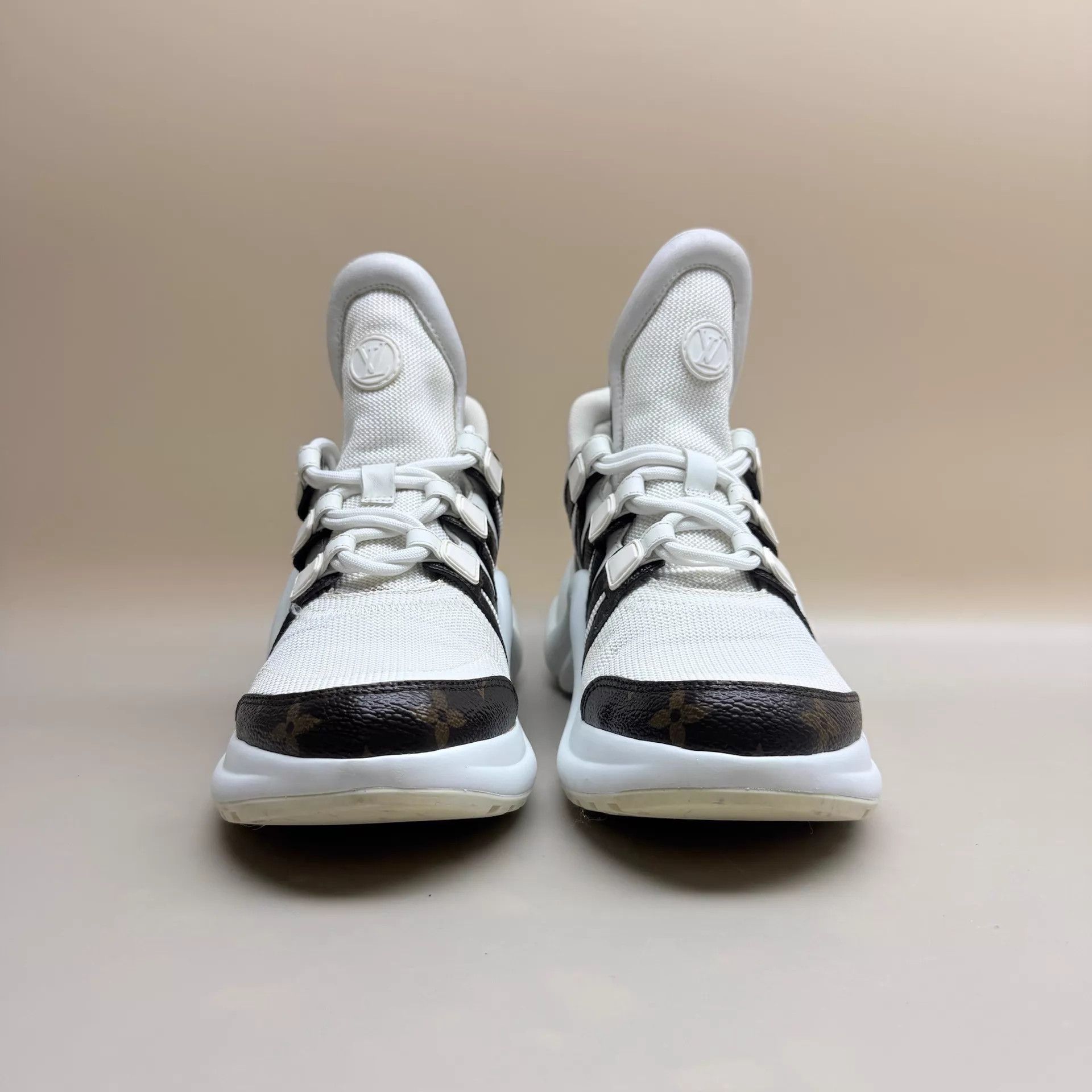 Louis Vuitton LV White Brown Monogram Arch Dad Shoe 38 95 New Size US 7.5 / IT 37.5 - 2 Thumbnail