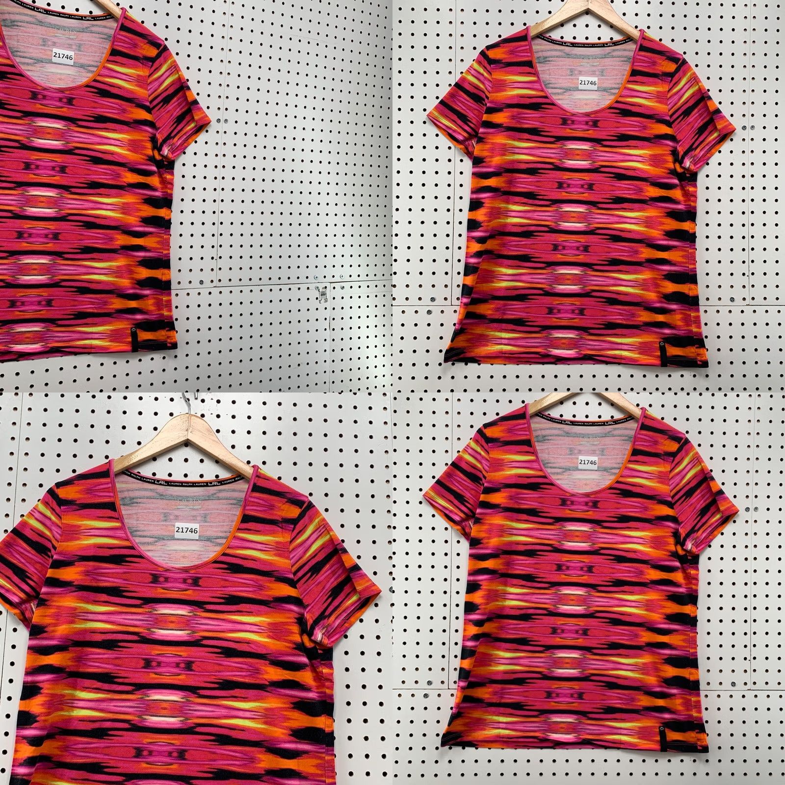 Ralph Lauren VINTAGE LRL Lauren Ralph Lauren Active Shirt Women's XL Striped Pink Orange T-Shirt 20.5x27 Size XL / US 12-14 / IT 48-50 - 8 Thumbnail