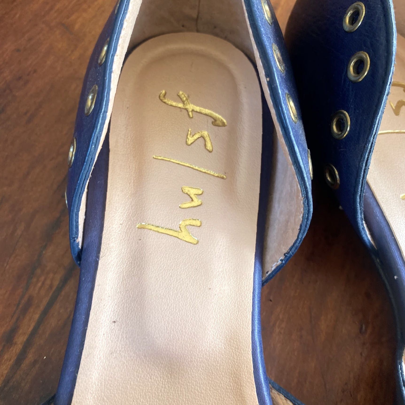 J Brand Fs/ny Brand new Womens blue Leather Sandals Size 8.5 Slide Blue Leather Womens 8.5 Size US 8.5 / IT 38.5 - 3 Thumbnail