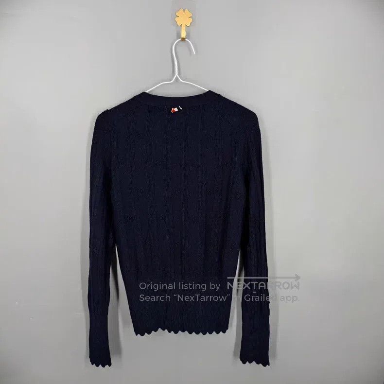 Thom Browne Thom Browne Navy Blue Side Striped Ribbed Jacquard Wool Ca Size US XS / EU 42 / 0 - 2 Thumbnail