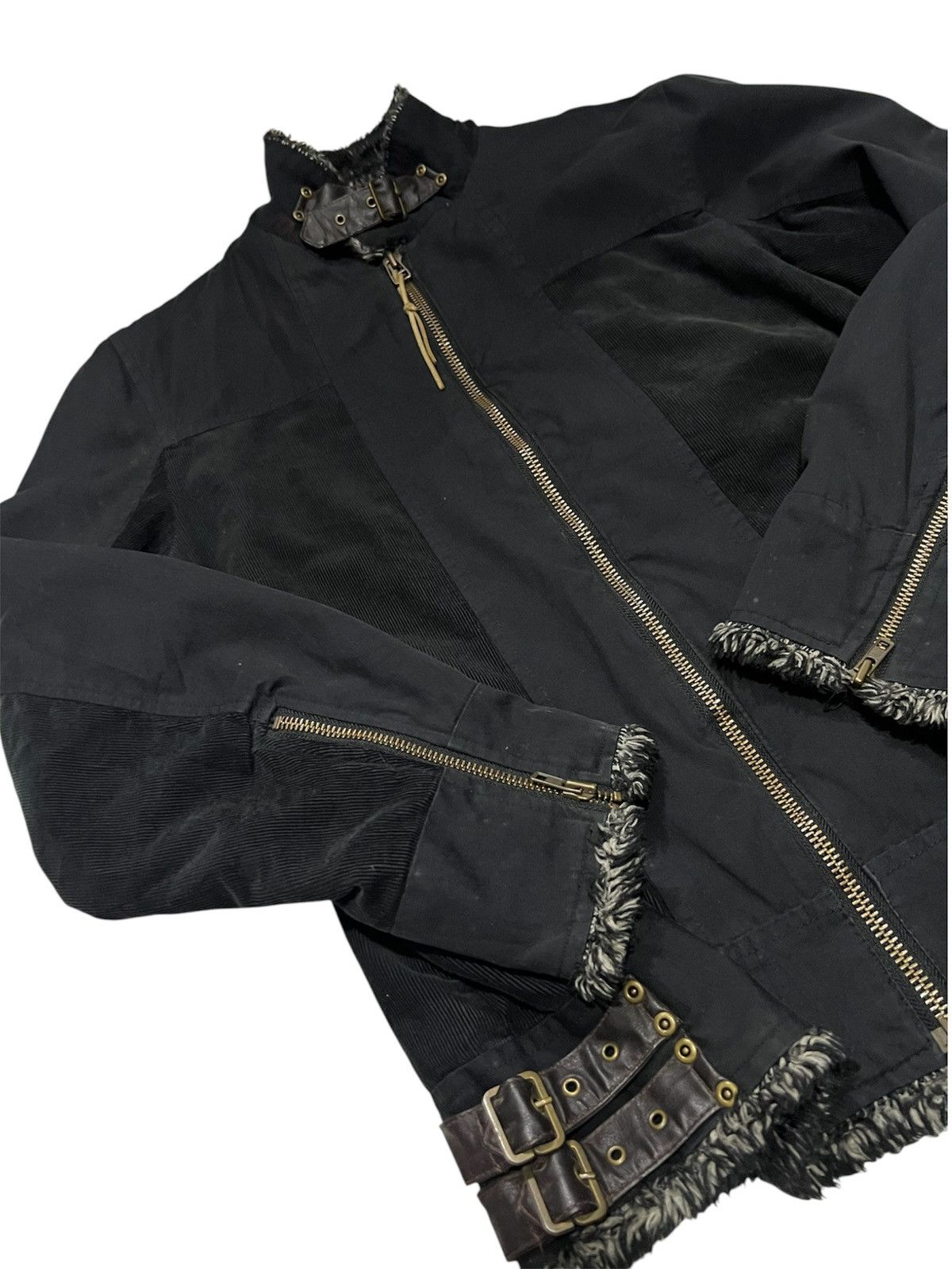 Japanese Brand NST Crazy Fur Corduroy Bondage Rider Jacket Size US L / EU 52-54 / 3 - 6 Thumbnail