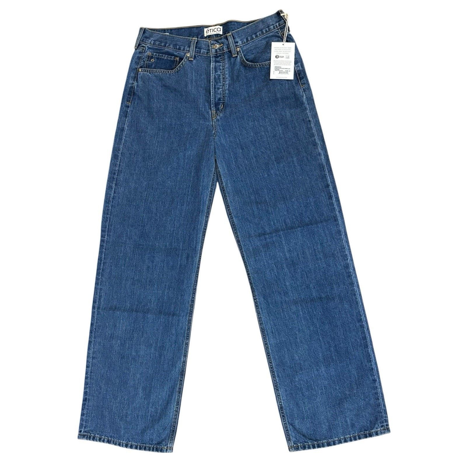 ETICA Etica Relaxed Button Fly Wide Leg Jeans Blue W's 29 [33x33] Size 33" - 2 Thumbnail