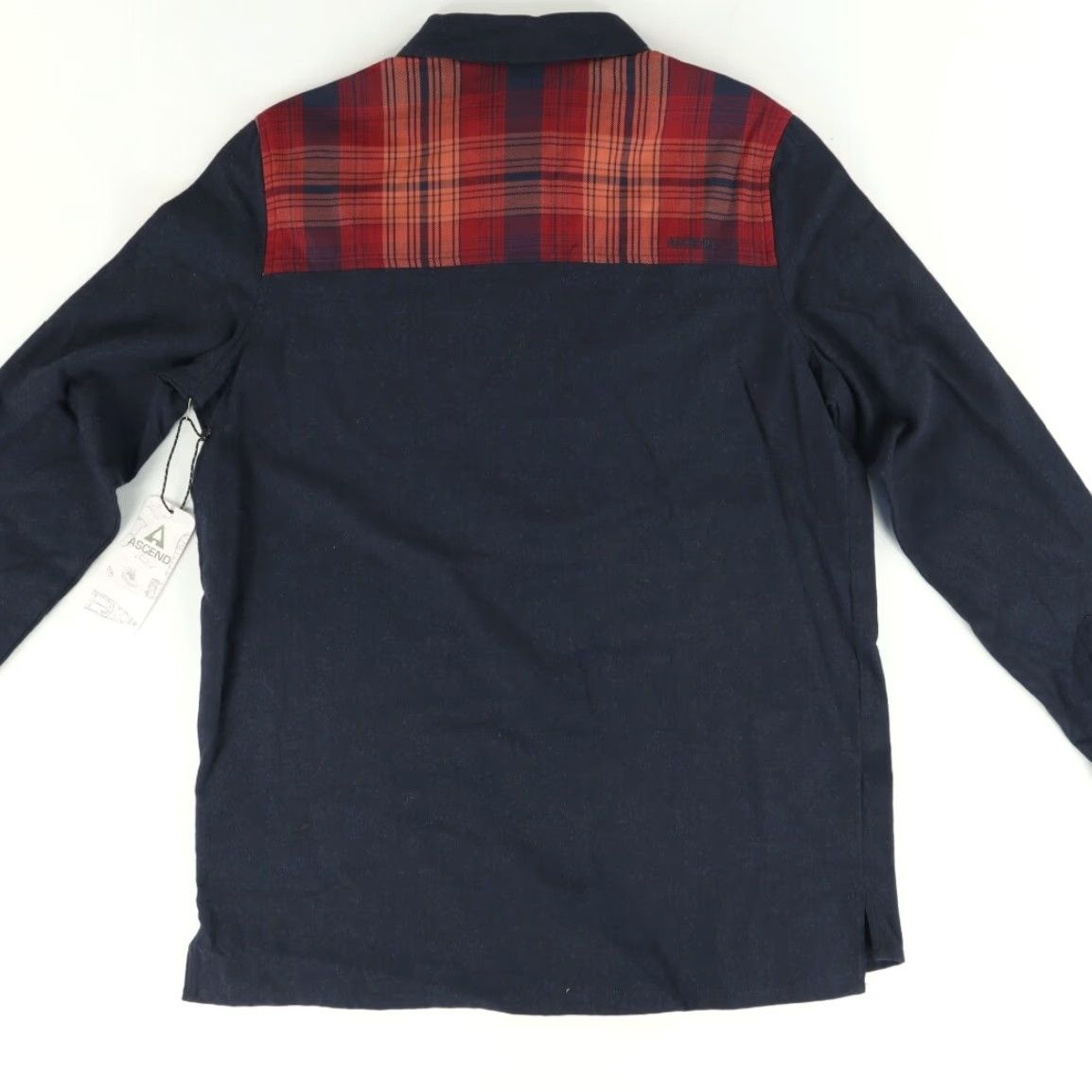 ASCENO Ascend Shirt Navy Blue Colorblock Long Sleeve Women's M Flip Cuff Flannel Basic Colorblock Navy Blue Women M Long Sleeve Shirt Size M / US 6-8 / IT 42-44 - 4 Thumbnail