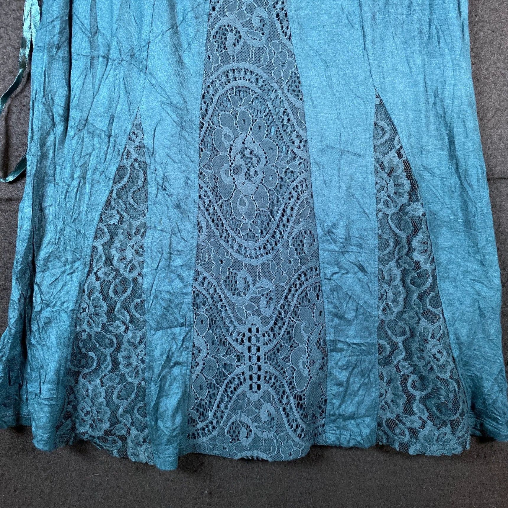 Vintage KNox Rose Womens Blouse Teal Sleeveless U Neck Lace Tank Stretch XS Shirt Womens XS Teal Lace Blouse Boho Casual Workwear Size XS / US 0-2 / IT 36-38 - 3 Thumbnail