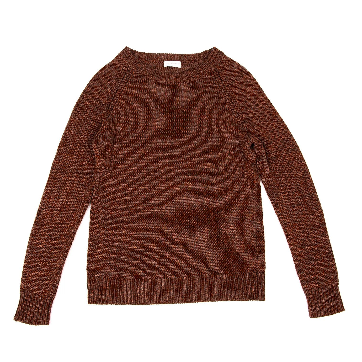 Dries Van Noten Linen Raglan Sleeve Knit Sweater in Orange-Brown Size S Size US S / EU 44-46 / 1 - 1 Thumbnail