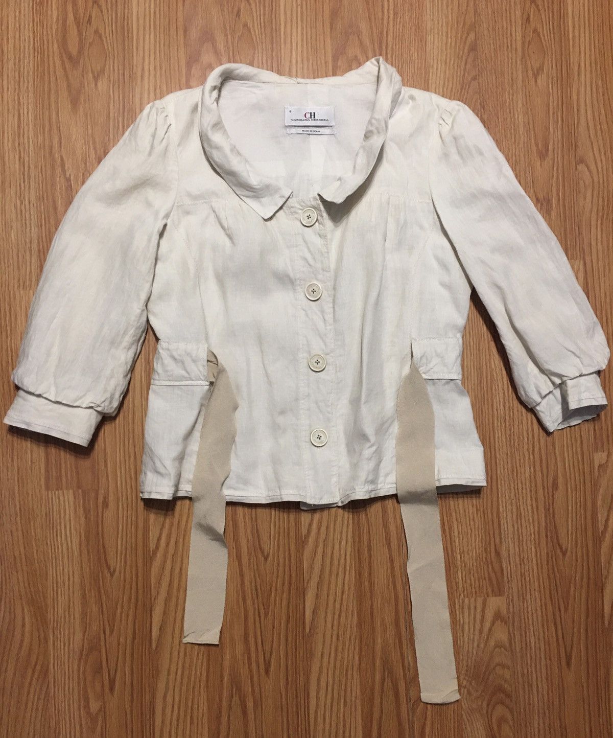 Carolina Herrera Carolina Herrera Beige Linen Vintage Light Jacket Size 8 Size S / US 4 / IT 40 - 6 Thumbnail