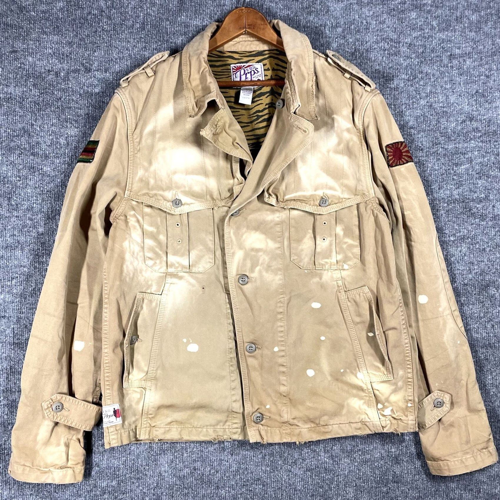 Prps VINTAGE PRPS x Zimbabwe Military Jacket L Mens Canvas Khaki Beige Distressed WWII 90s Japan Donwan Harrell Heritage Capstone Military Jacket Size US L / EU 52-54 / 3 - 2 Thumbnail
