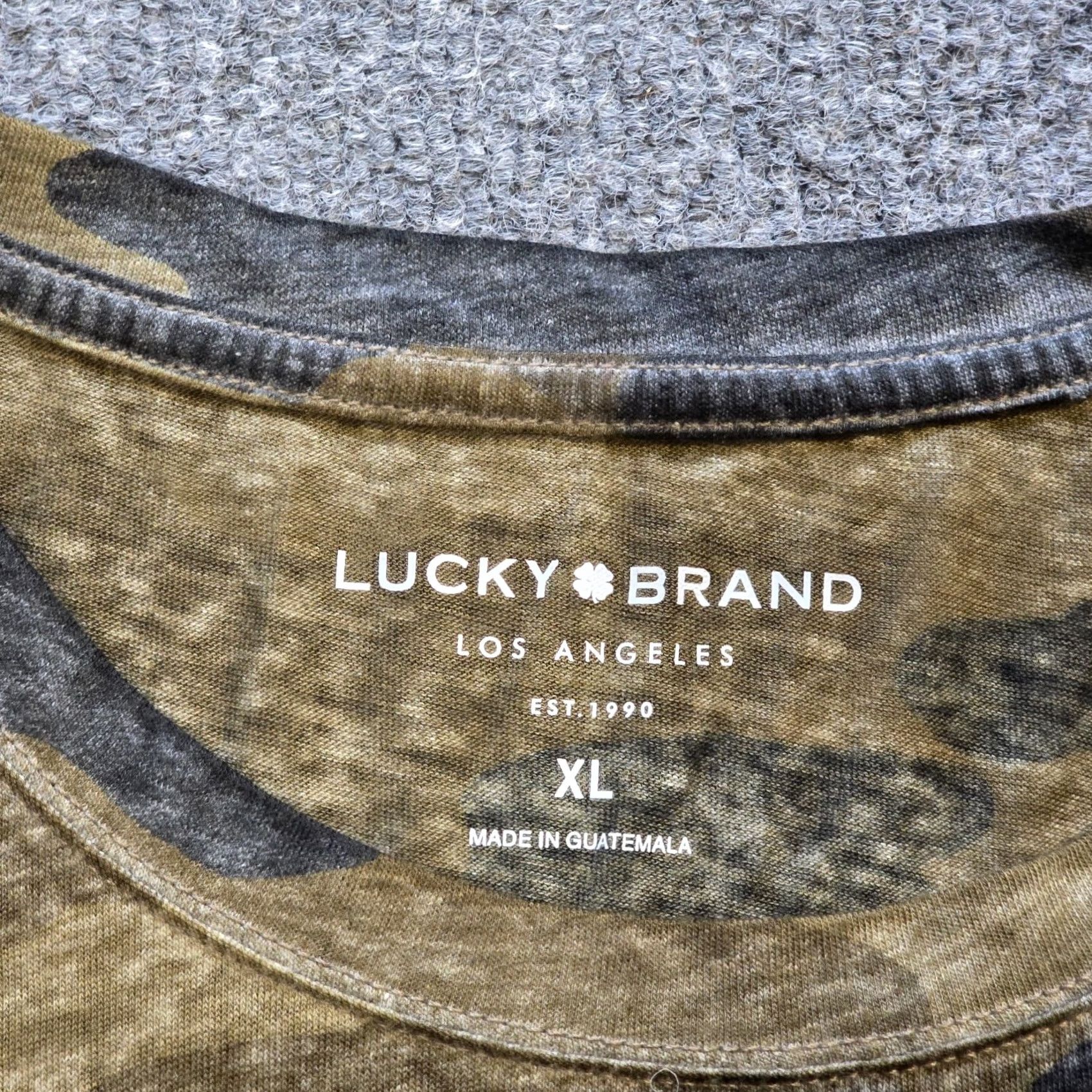 Lucky Brand Lucky Brand Top Womens XL Regular Short Sleeve Tan Green Camp Lightweight Casual T-Shirt Knit Cotton Polyester Beach Bohemian Classic Size XL / US 12-14 / IT 48-50 - 3 Thumbnail