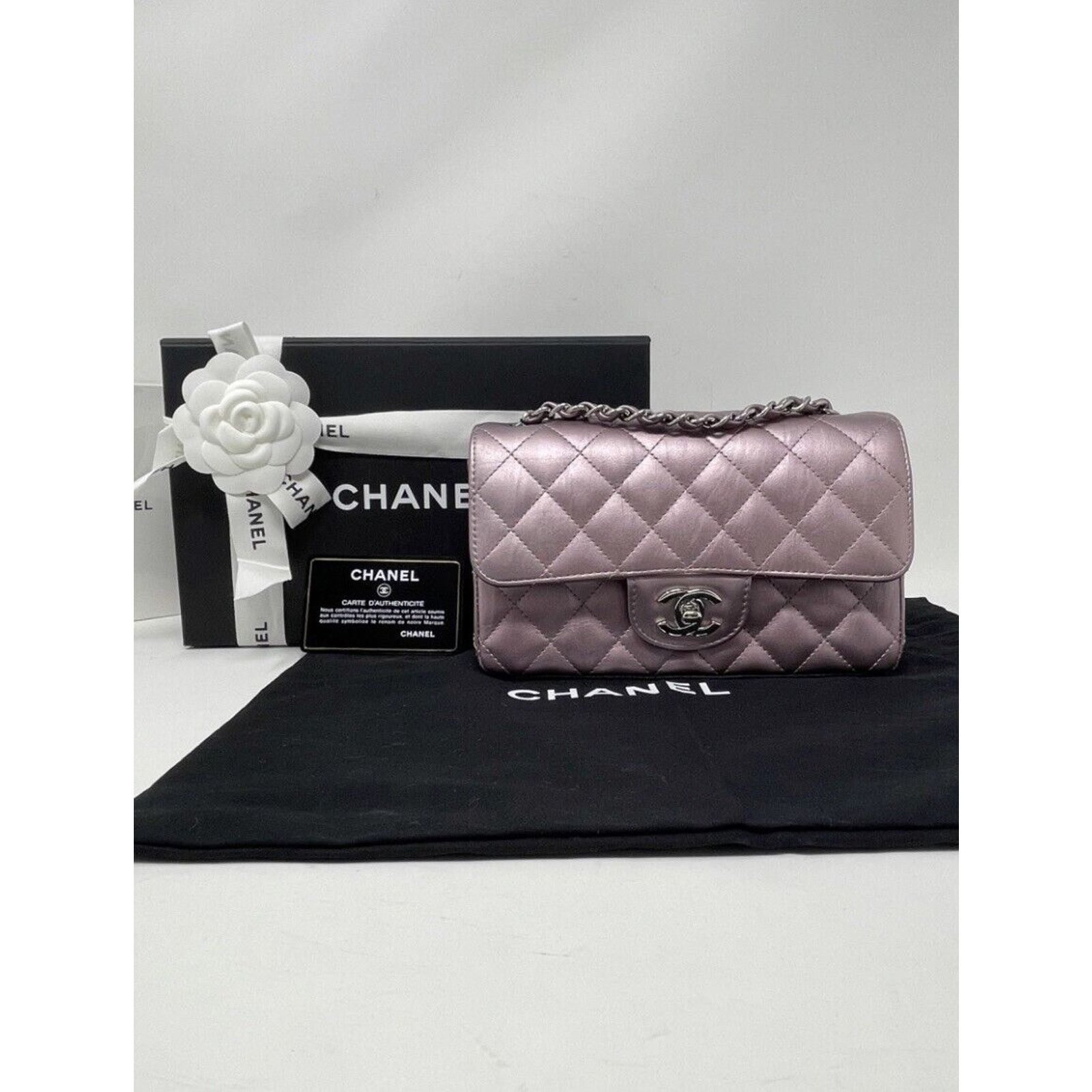 Chanel Mini Rectangular Classic Purple Iridescent Calfskin Flap Size ONE SIZE - 4 Thumbnail