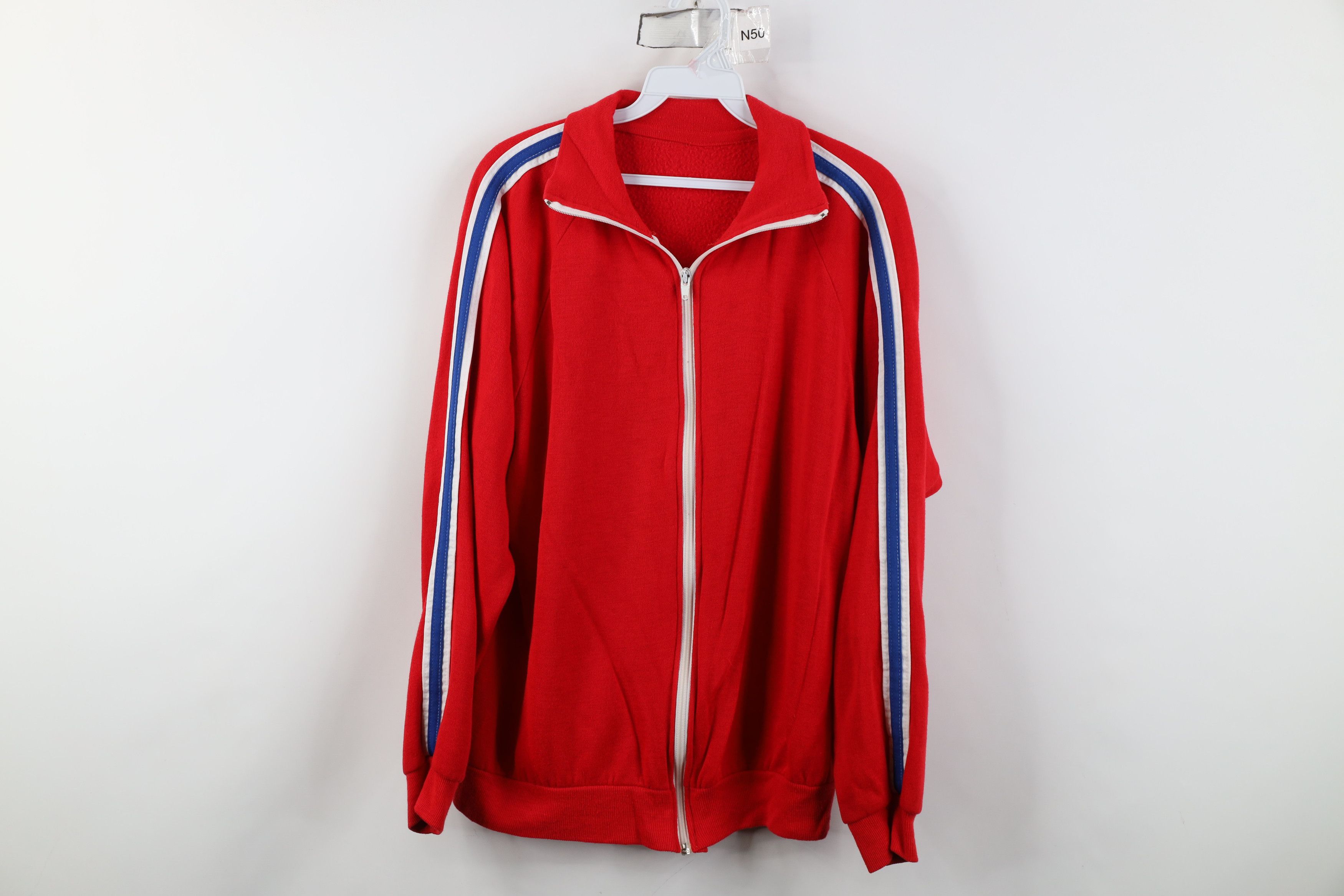 Vintage Vintage 70s Streetwear Striped Knit Warm Up Track Jacket Size US M / EU 48-50 / 2 - 1 Thumbnail