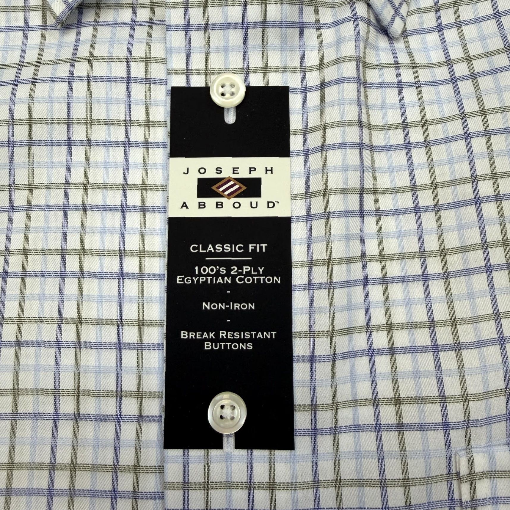 Joseph Abboud Joseph Abboud Dress Shirt Mens 18 34/35 Blue Check Classic Fit Non Iron Cotton shirt Size 48R - 2 Thumbnail