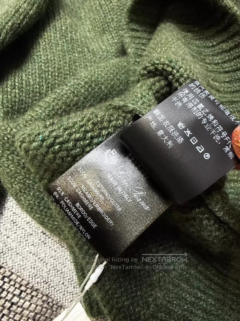 Loro Piana Loro Piana Carezza olive green round neck cashmere sweater Size L / US 10 / IT 46 - 6 Thumbnail