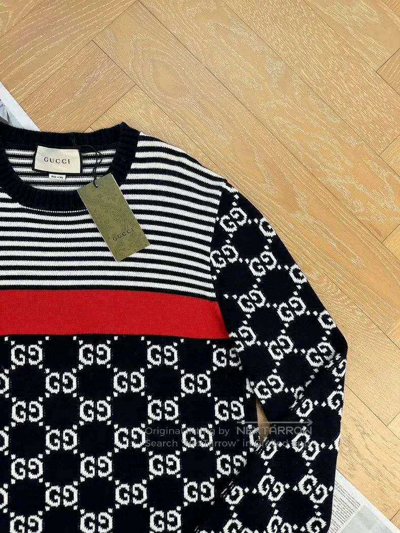 Gucci Gucci Full-print Logo striped knitted sweater Size US XXL / EU 58 / 5 - 5 Thumbnail