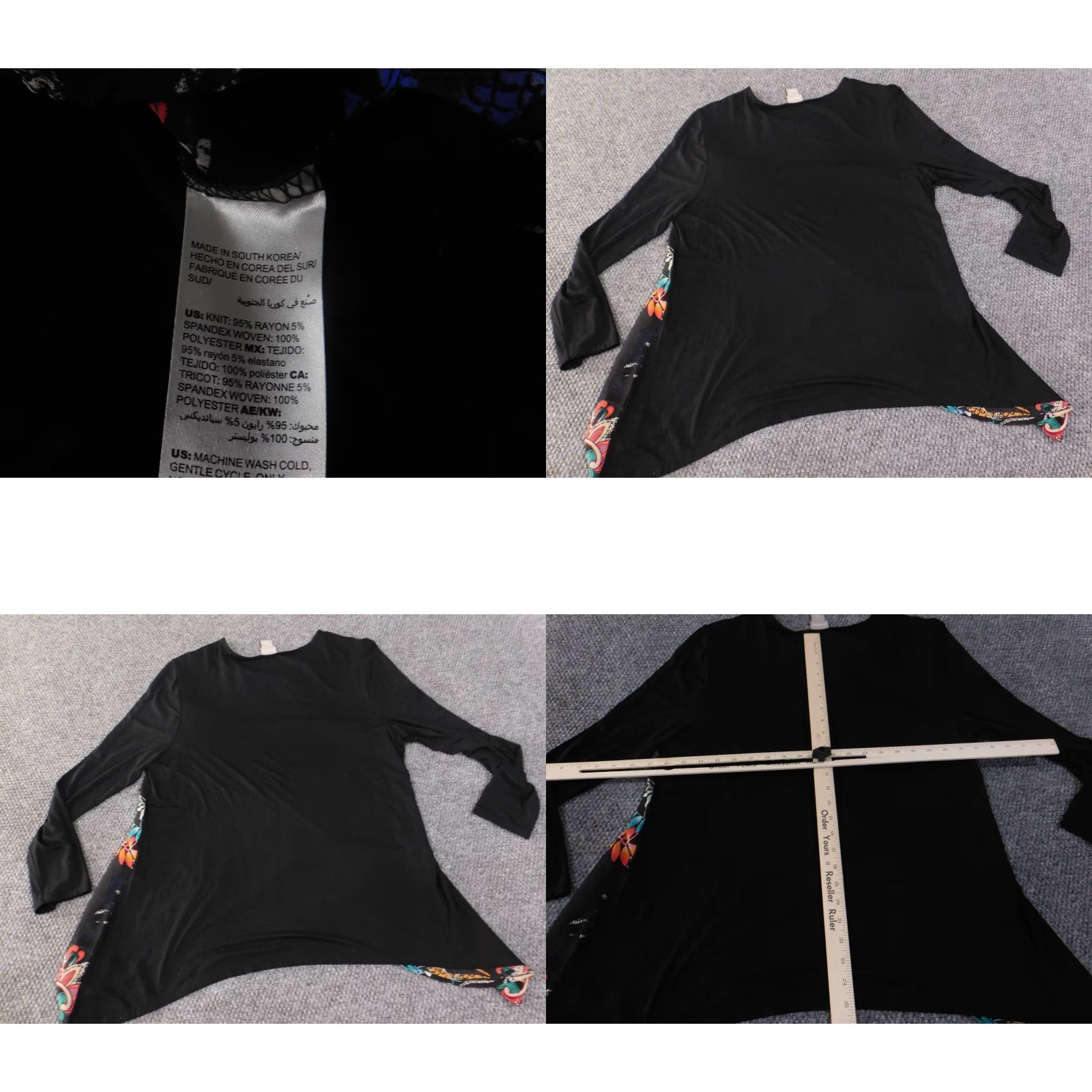 Vintage Chico's Blouse Shirt Womens XL Black Floral Chiffon Sheer Bell Sleeve Scoop Neck Pullover Casual Regular Summer Spring Designer Style Size XL / US 12-14 / IT 48-50 - 8 Thumbnail