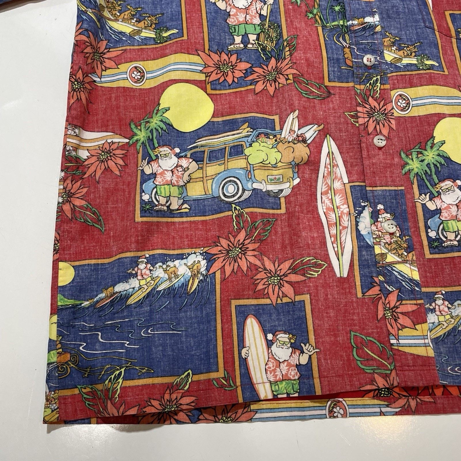 Hilo Hattie Go Barefoot XL Christmas Hawaiian Shirt Red Santa Surf Size US XL / EU 56 / 4 - 3 Thumbnail