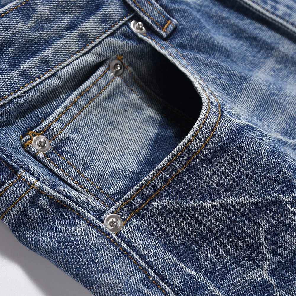 Vintage Men's Hip Hop High Street Washed Lightning Distressed Jeans Size US 32 / EU 48 - 4 Thumbnail