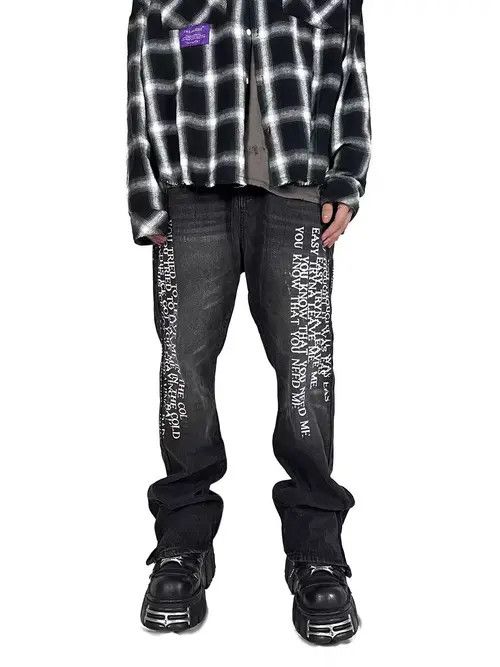 VIBE Washed lumberjack workwear leg zip micro flare jeans Size US 28 / EU 44 - 1 Preview