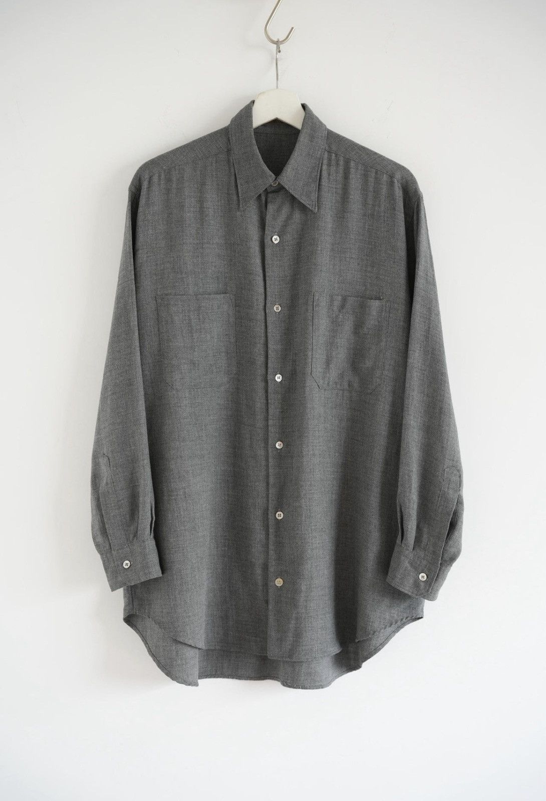 Yohji Yamamoto Yohji Yamamoto 80s Scissors Collar Grey Wool Shirt J4 Size US M / EU 48-50 / 2 - 1 Thumbnail