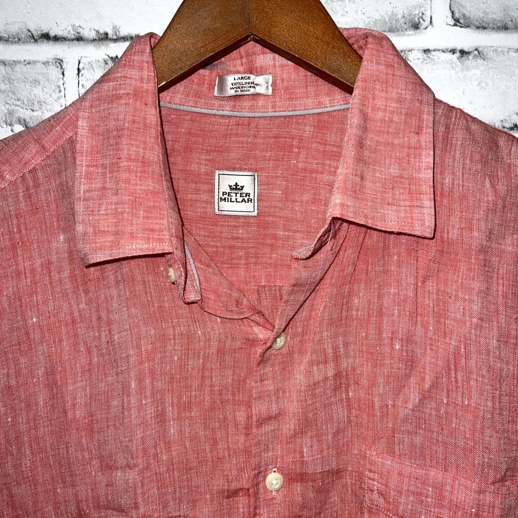 Peter Millar Peter Millar Pink 100% Linen Button-Up Shirt Mens Size L Size US L / EU 52-54 / 3 - 2 Thumbnail