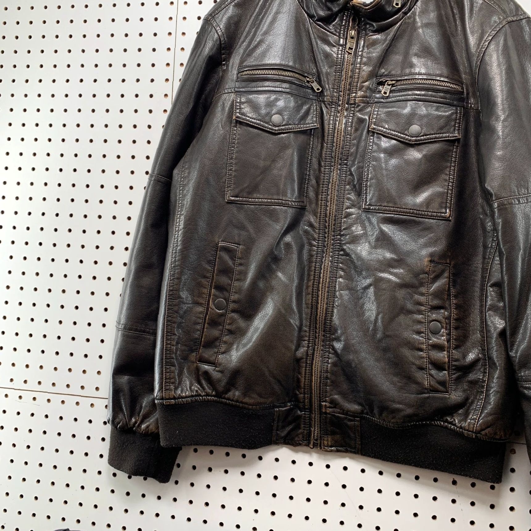 Tommy Hilfiger Tommy Hilfiger Faux Leather Bomber Jacket Mens Large Brown Sherpa Lined Top Gun Size US L / EU 52-54 / 3 - 3 Thumbnail