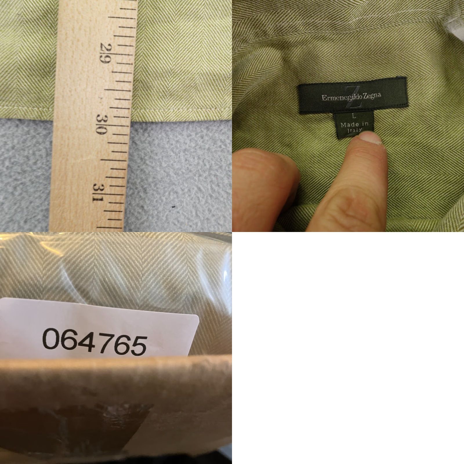 Ermenegildo Zegna VINTAGE Ermenegildo Zegna Shirt Men Large Beige Herringbone Twill Button-Up Long Sleeve Size US L / EU 52-54 / 3 - 8 Thumbnail