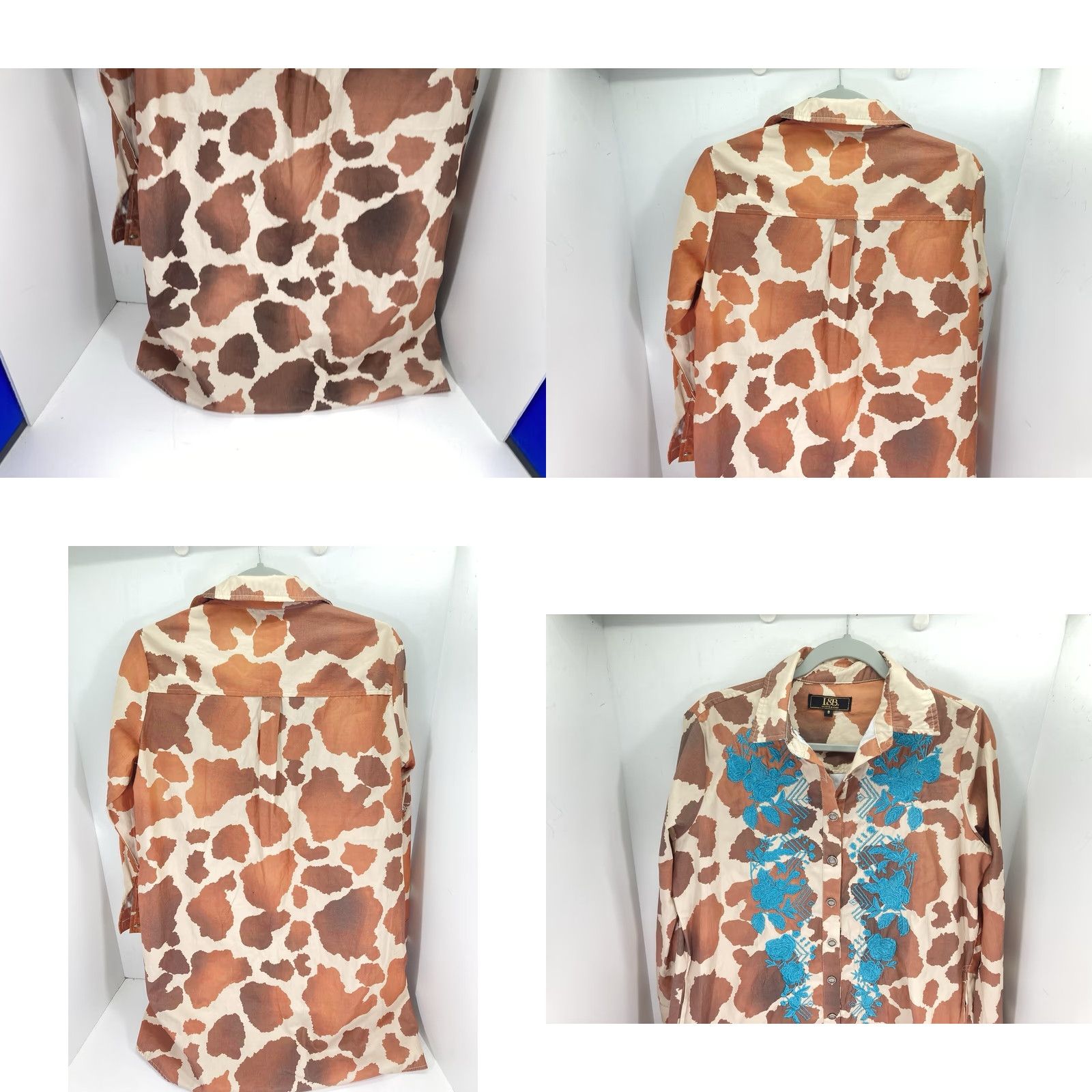 Lucky Brand Lucky Brand Tunic Shirt Women Small Brown Giraffe Print Button Long Sleeve Western Size S / US 4 / IT 40 - 8 Thumbnail