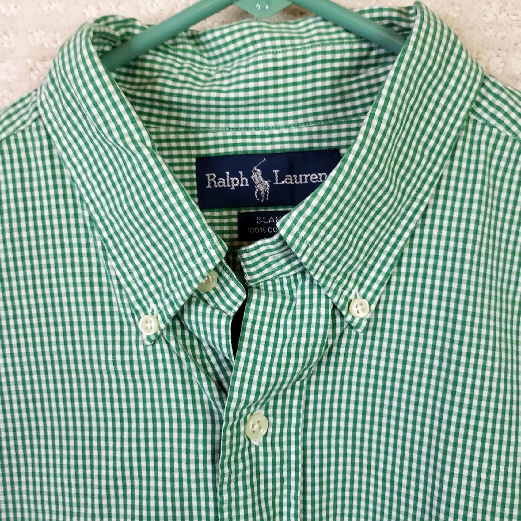 Ralph Lauren Ralph Lauren Button-Down Blake Shirt Men L Green Check Cotton Short Sleeve Button-Up Shirt Size US L / EU 52-54 / 3 - 5 Thumbnail