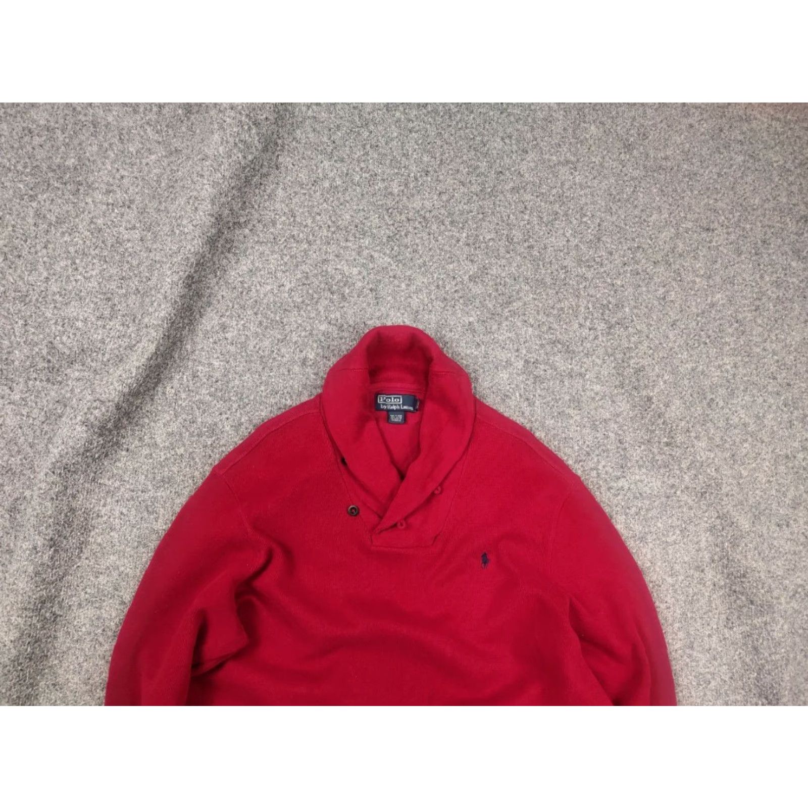 Polo Ralph Lauren VINTAGE Polo Ralph Lauren Red Logo Cotton Half-Buttoned Jumper Pullover Size US L / EU 52-54 / 3 - 2 Thumbnail