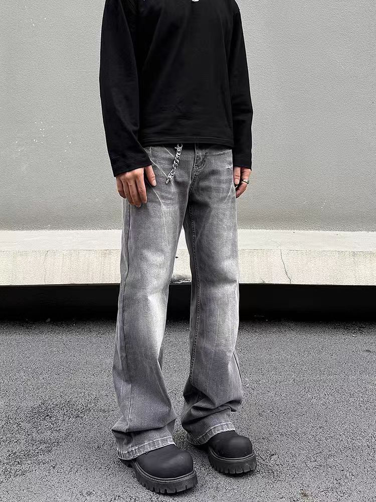 Japanese Brand × Jean High street washed micro flare straight leg jeans Size US 34 / EU 50 - 1 Thumbnail
