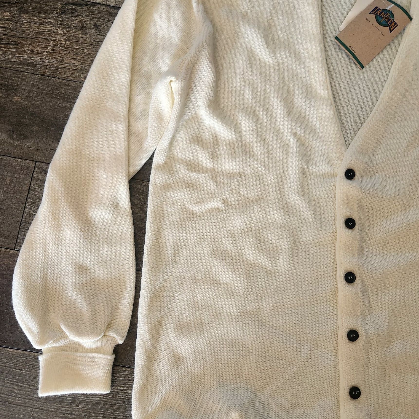 Jantzen VINTAGE Jantzen Sweater Cardigan NOS 90s Kurt Cobain Grunge Men's XL Tall White USA Made Size US XL / EU 56 / 4 - 4 Thumbnail