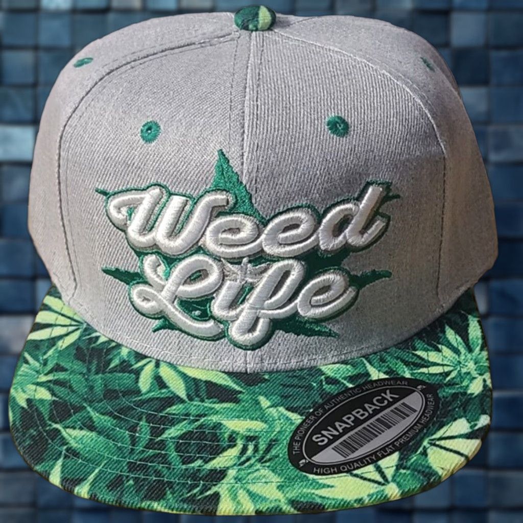 Vintage WEED LIFE MARIJUANA LEAF LEAVES CANNABIS SNAPBACK BASEBALL CAP GRAY Size ONE SIZE - 1 Thumbnail