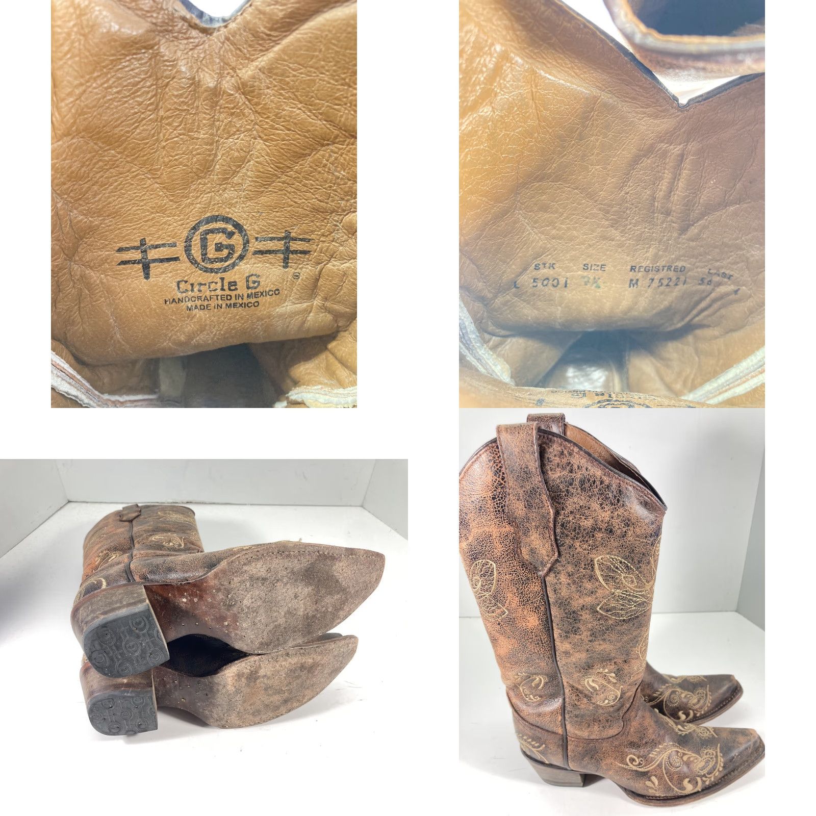 Vintage **Circle G Women Western Wedding Boot Sz 7.5 Brown Floral Leather** User: Circle G Women Western Wedding Boot Sz 7.5 Brown Floral Leather Size US 8 / IT 38 - 9 Thumbnail