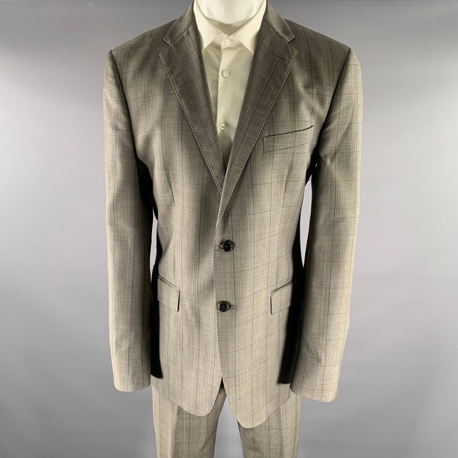 Ermenegildo Zegna ERMENEGILDO ZEGNA Size 42 Grey Glenn Plaid Wool Blend Suit Size 42L - 1 Thumbnail
